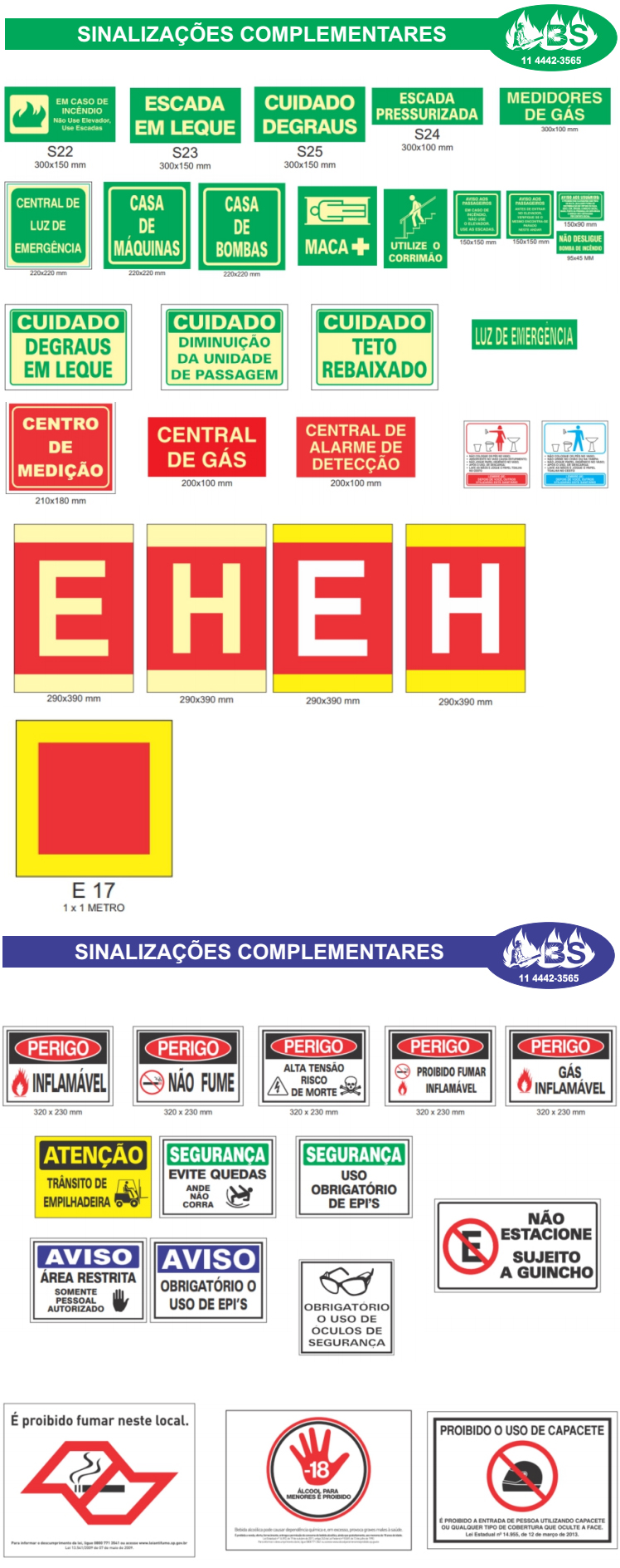 Placas de Sinalizações Complementares