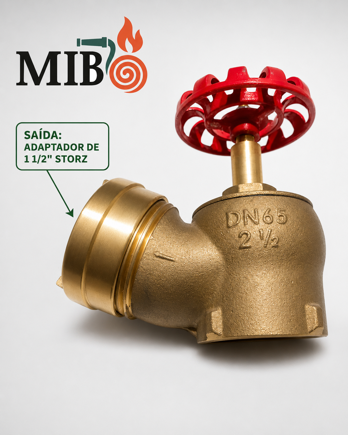 Adaptador Storz 1 1/2 polegada em válvula de hidrante DN65 para mangueira de incêndio de 40 mm