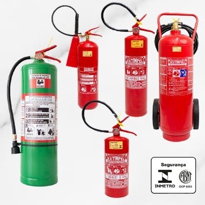 Extintores de incêndio novos certificados conforme Inmetro
