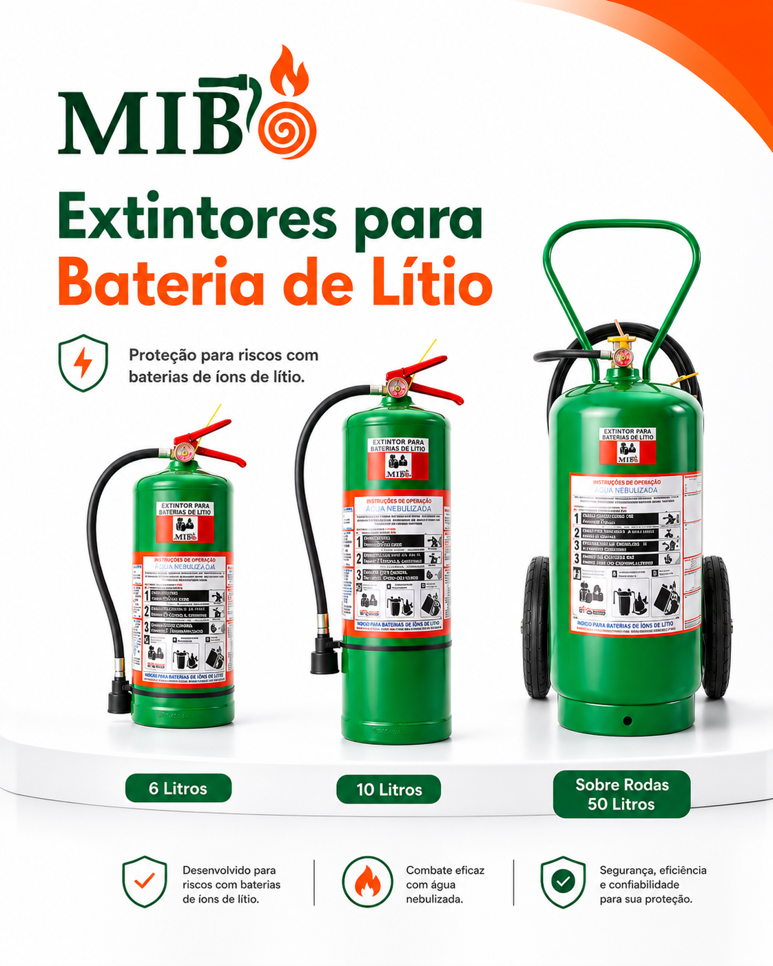 Extintor para bateria de lítio indicado para áreas com risco de fuga térmica