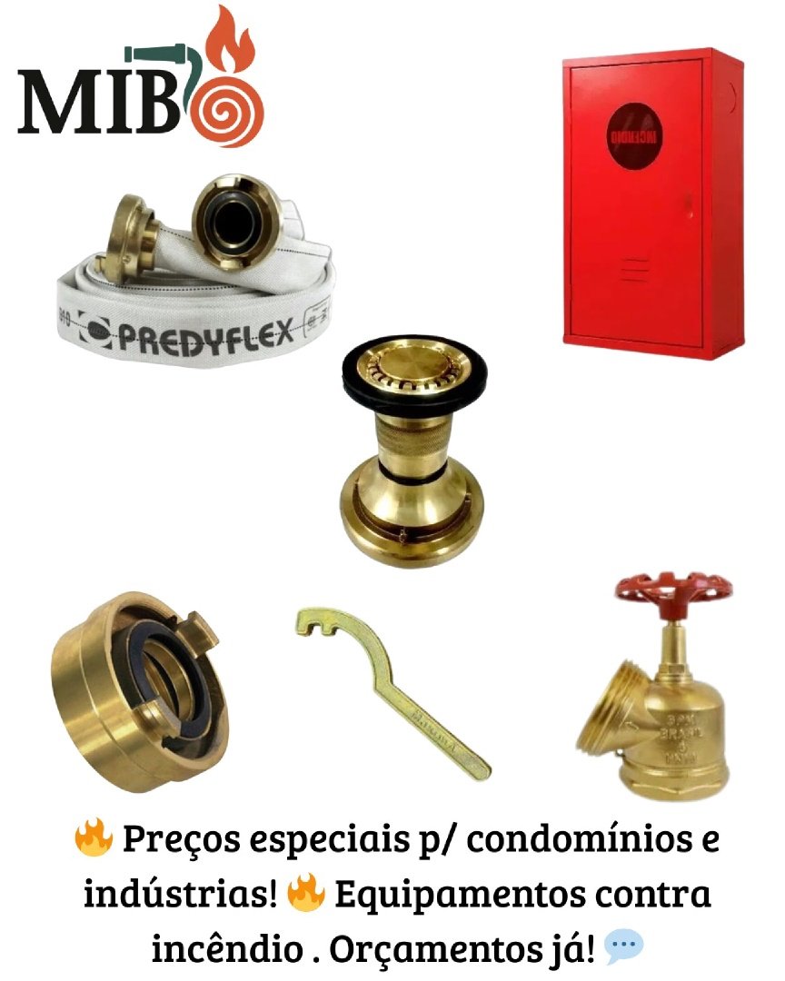 Kit do Hidrante de Incêndio Certificado ABNT MIB com abrigo, válvula, mangueira, esguicho e engates Storz