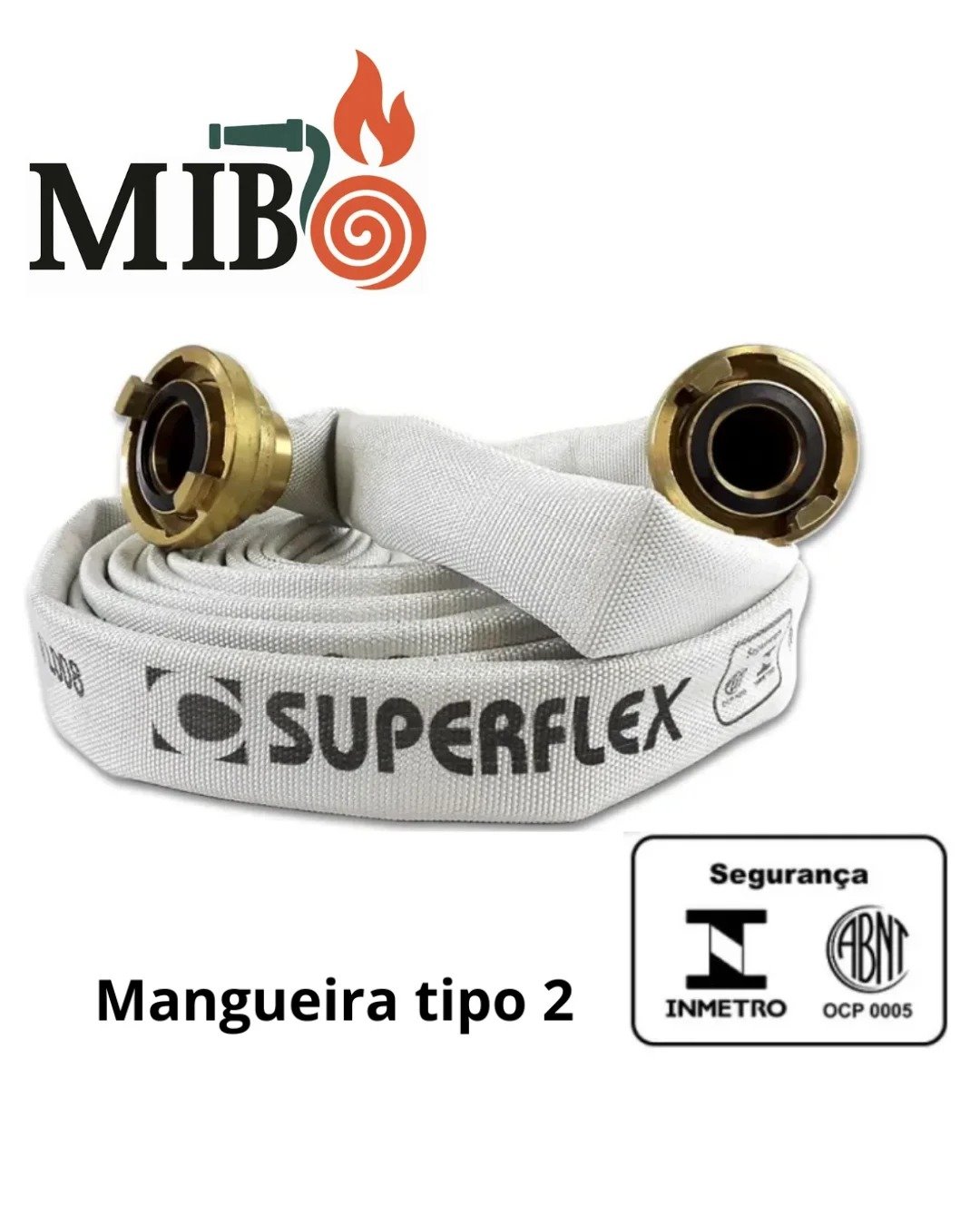 Mangueira tipo 2 Superflex 15 metros conforme ABNT NBR 11861 para sistemas de hidrantes